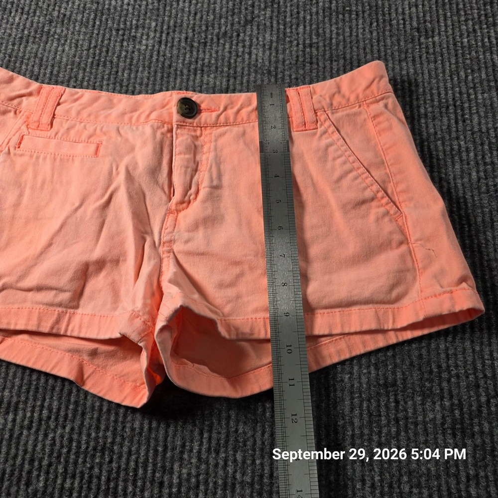 Express Coral Peach Chino Shorts Womens Size 4 Low Rise Stretch Cotton